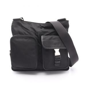 PRADA Black Leather Saffiano Shoulder Bag